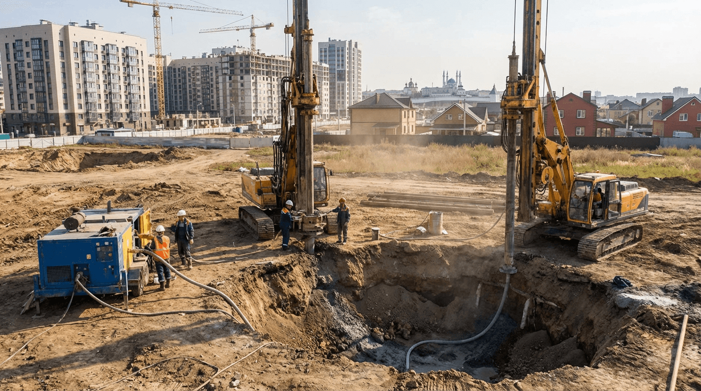 Усиление грунтов под новостройками в Казани: работа на сложных участках